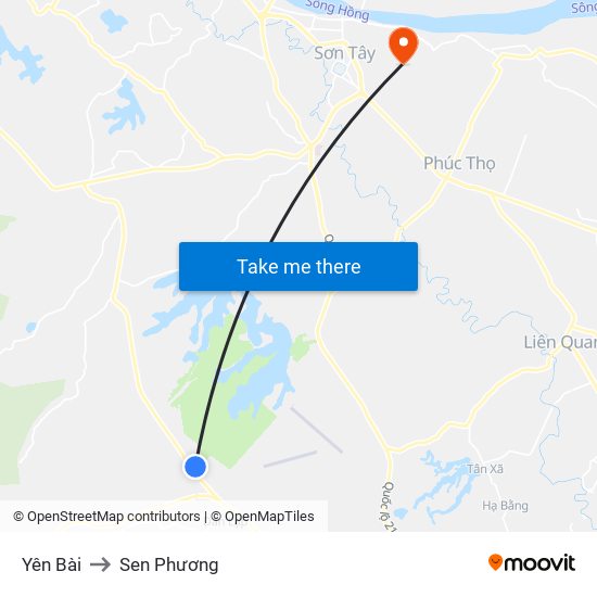 Yên Bài to Sen Phương map