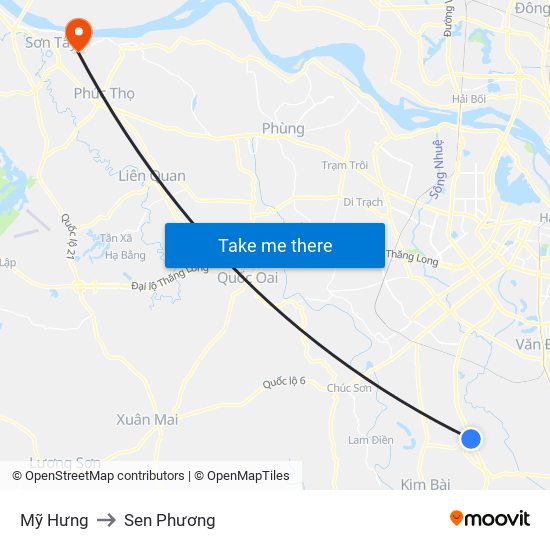 Mỹ Hưng to Sen Phương map