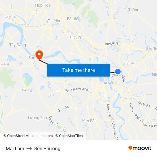 Mai Lâm to Sen Phương map