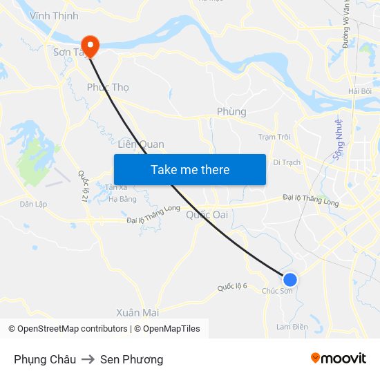 Phụng Châu to Sen Phương map