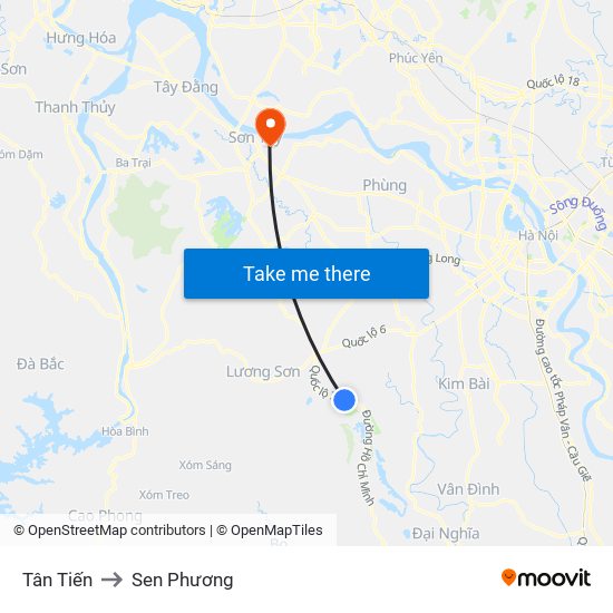 Tân Tiến to Sen Phương map