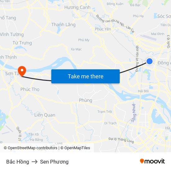 Bắc Hồng to Sen Phương map