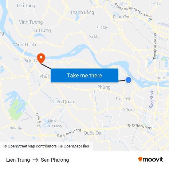 Liên Trung to Sen Phương map
