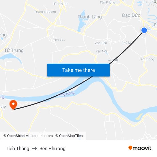 Tiến Thắng to Sen Phương map