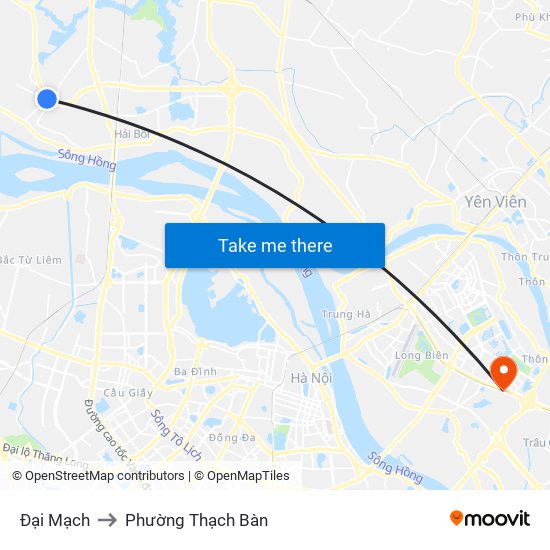 Đại Mạch to Phường Thạch Bàn map