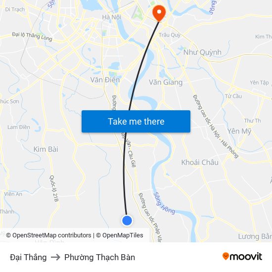 Đại Thắng to Phường Thạch Bàn map