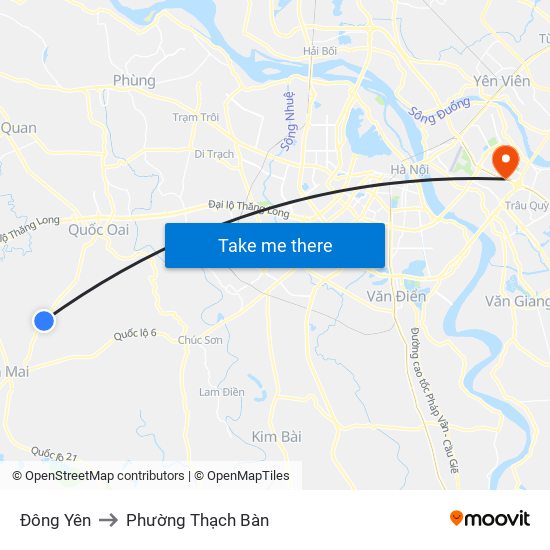 Đông Yên to Phường Thạch Bàn map