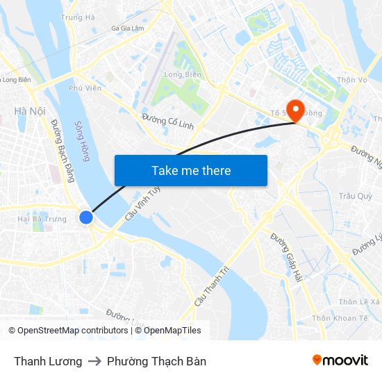 Thanh Lương to Phường Thạch Bàn map