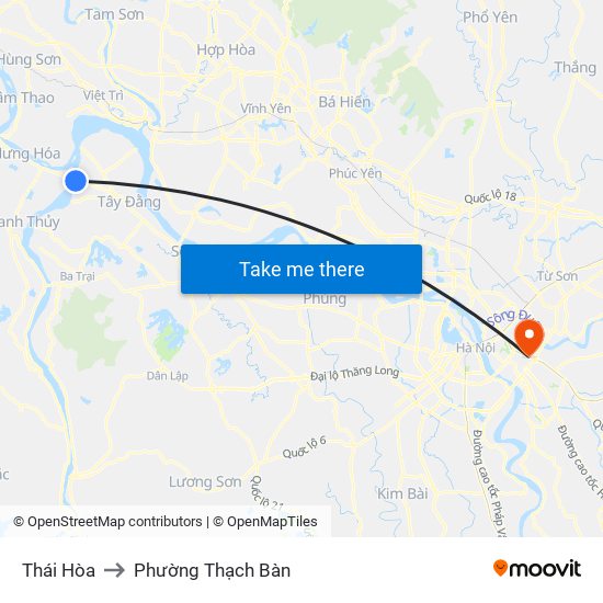 Thái Hòa to Phường Thạch Bàn map