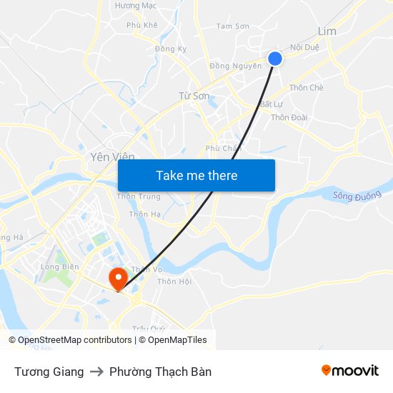 Tương Giang to Phường Thạch Bàn map