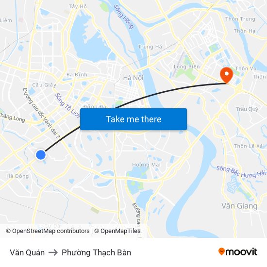 Văn Quán to Phường Thạch Bàn map