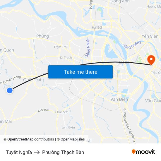 Tuyết Nghĩa to Phường Thạch Bàn map