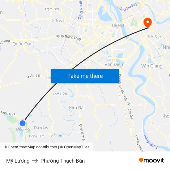 Mỹ Lương to Phường Thạch Bàn map