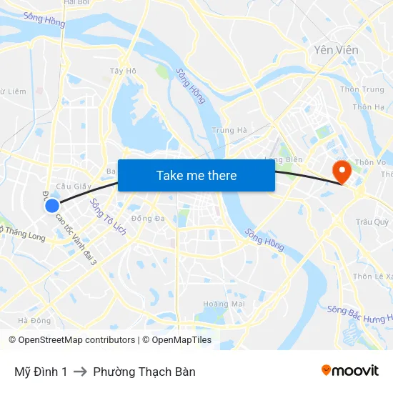 Mỹ Đình 1 to Phường Thạch Bàn map