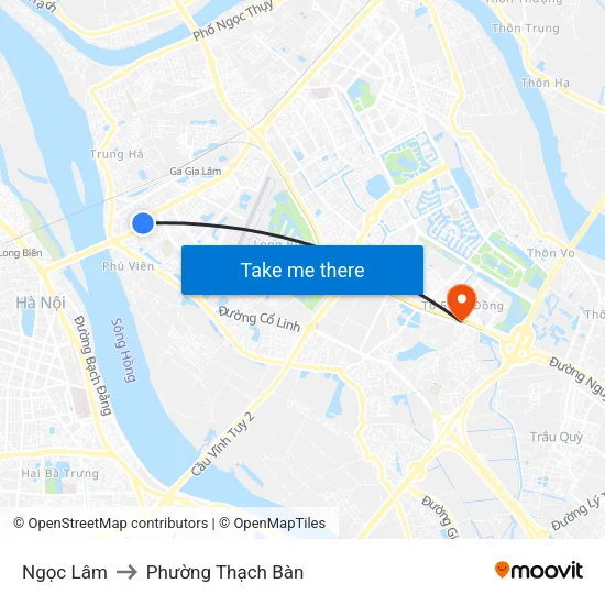 Ngọc Lâm to Phường Thạch Bàn map