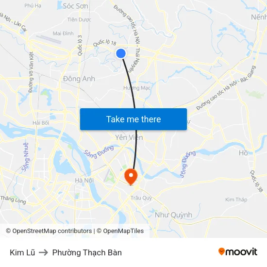 Kim Lũ to Phường Thạch Bàn map