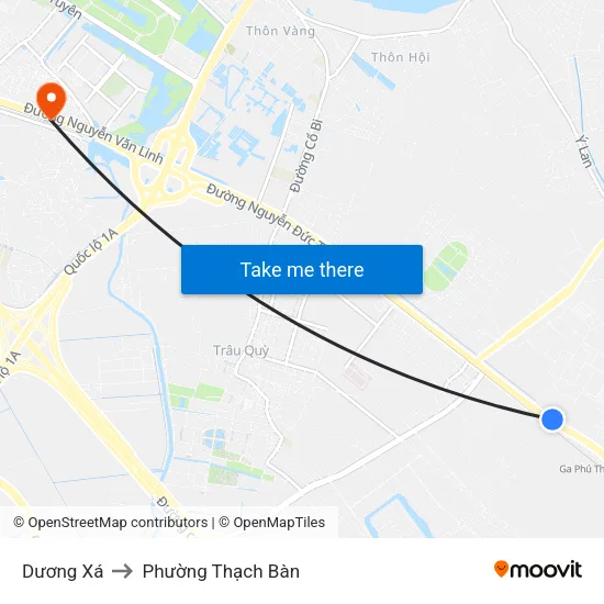 Dương Xá to Phường Thạch Bàn map