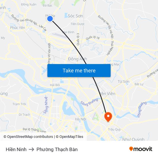 Hiền Ninh to Phường Thạch Bàn map