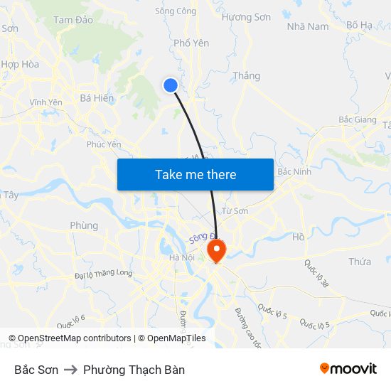 Bắc Sơn to Phường Thạch Bàn map