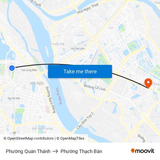 Phường Quán Thánh to Phường Thạch Bàn map