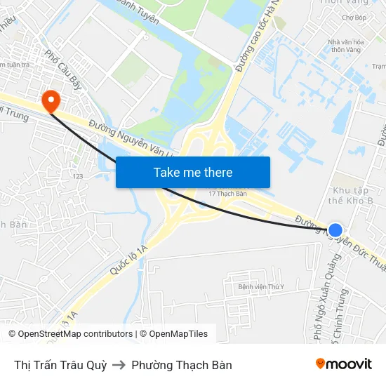 Thị Trấn Trâu Quỳ to Phường Thạch Bàn map