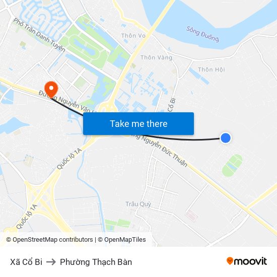 Xã Cổ Bi to Phường Thạch Bàn map