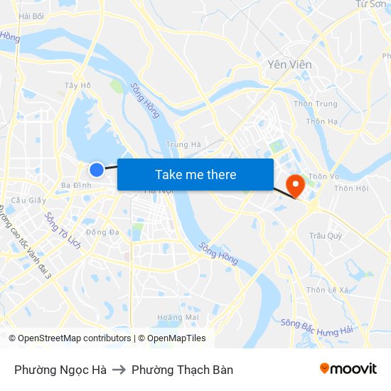 Phường Ngọc Hà to Phường Thạch Bàn map