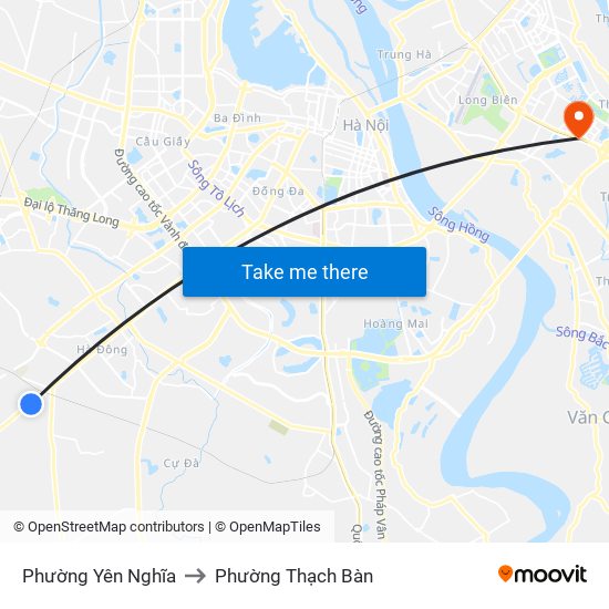 Phường Yên Nghĩa to Phường Thạch Bàn map