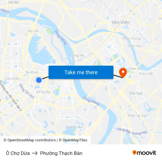 Ô Chợ Dừa to Phường Thạch Bàn map