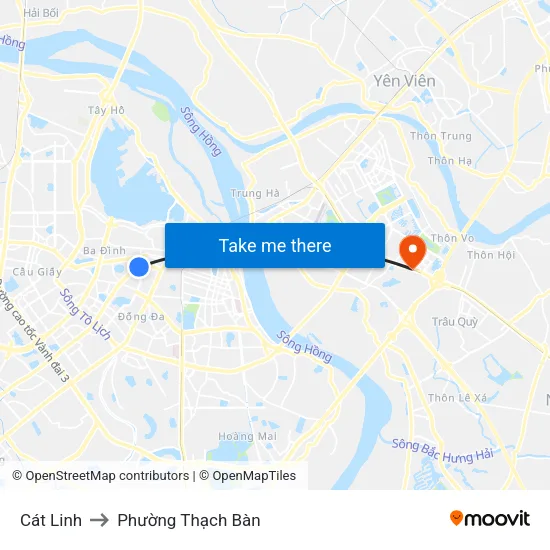 Cát Linh to Phường Thạch Bàn map