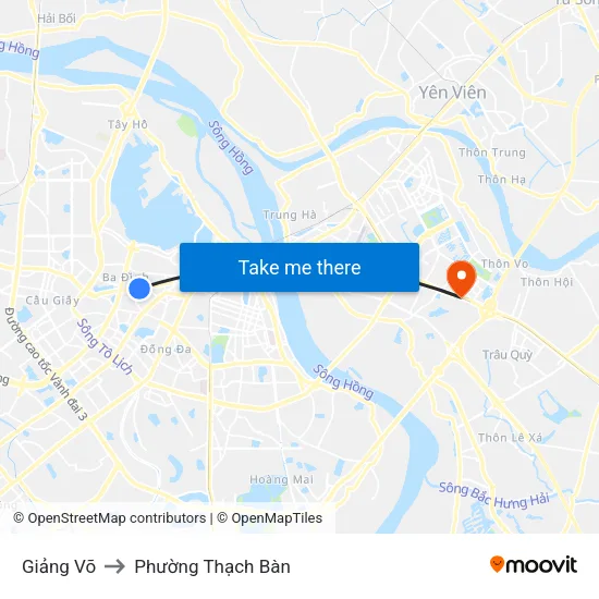 Giảng Võ to Phường Thạch Bàn map