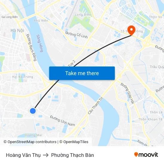 Hoàng Văn Thụ to Phường Thạch Bàn map