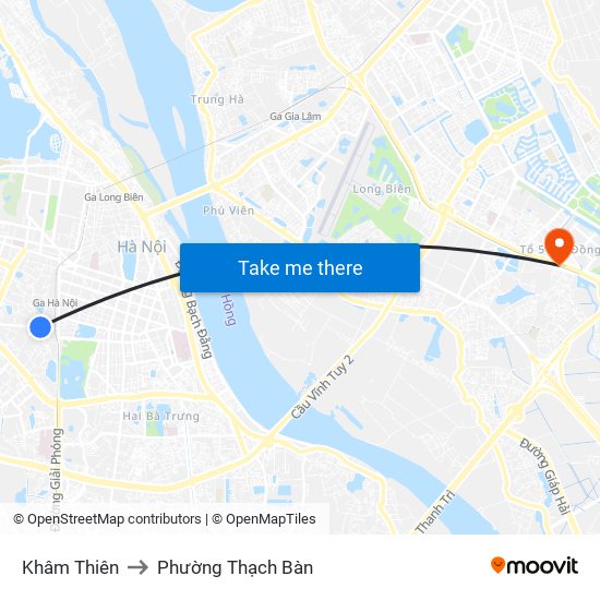 Khâm Thiên to Phường Thạch Bàn map