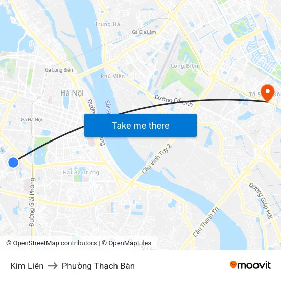 Kim Liên to Phường Thạch Bàn map