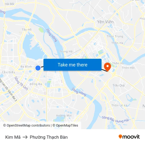 Kim Mã to Phường Thạch Bàn map