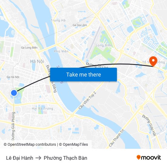 Lê Đại Hành to Phường Thạch Bàn map