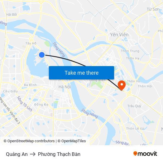 Quảng An to Phường Thạch Bàn map