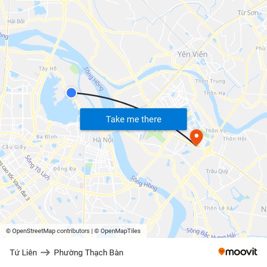 Tứ Liên to Phường Thạch Bàn map