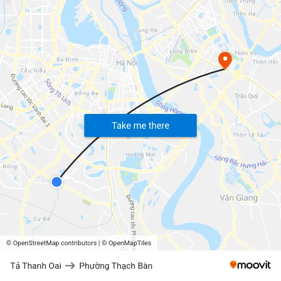 Tả Thanh Oai to Phường Thạch Bàn map