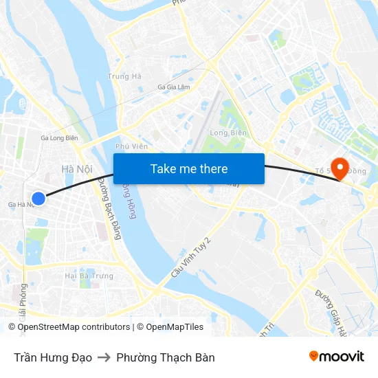 Trần Hưng Đạo to Phường Thạch Bàn map
