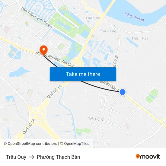 Trâu Quỳ to Phường Thạch Bàn map