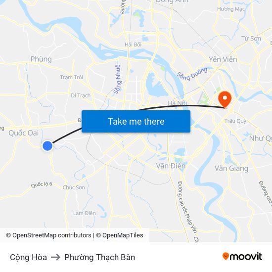 Cộng Hòa to Phường Thạch Bàn map