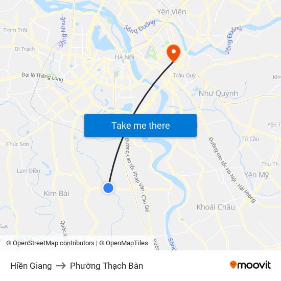 Hiền Giang to Phường Thạch Bàn map