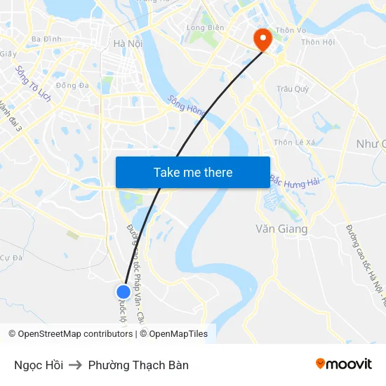 Ngọc Hồi to Phường Thạch Bàn map