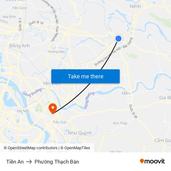 Tiền An to Phường Thạch Bàn map