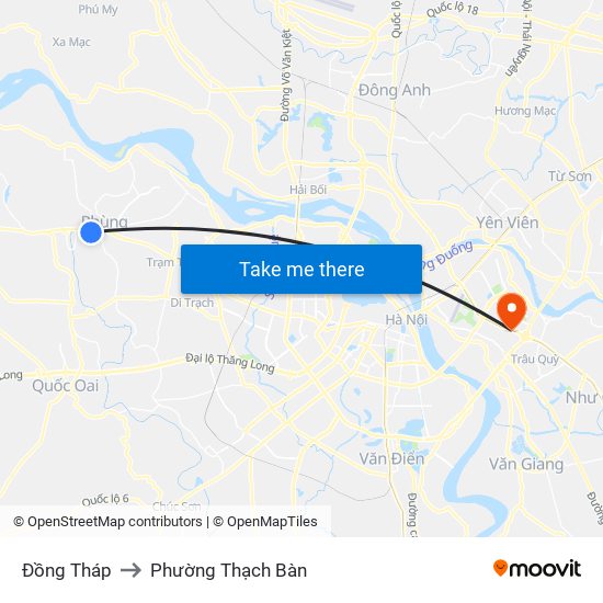 Đồng Tháp to Phường Thạch Bàn map