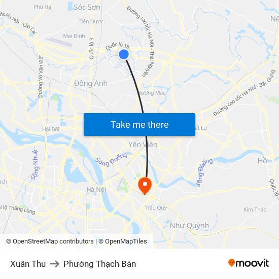 Xuân Thu to Phường Thạch Bàn map