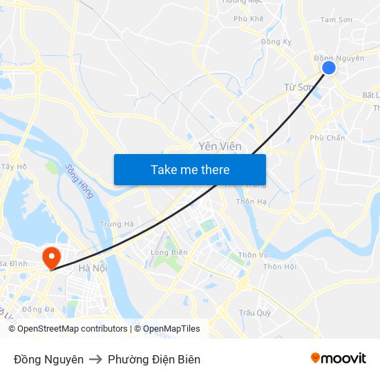 Đồng Nguyên to Phường Điện Biên map