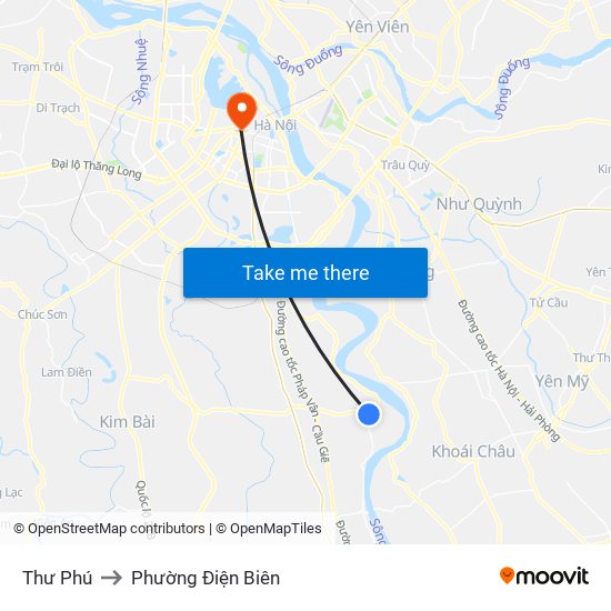 Thư Phú to Phường Điện Biên map
