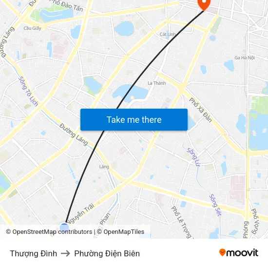Thượng Đình to Phường Điện Biên map